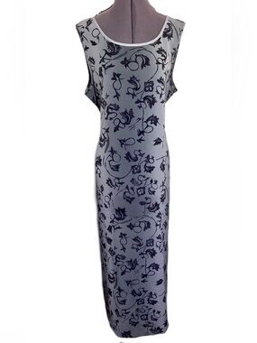 VTG Norton Mcnaughton Gray Black Whimsigoth Maxi Dress L